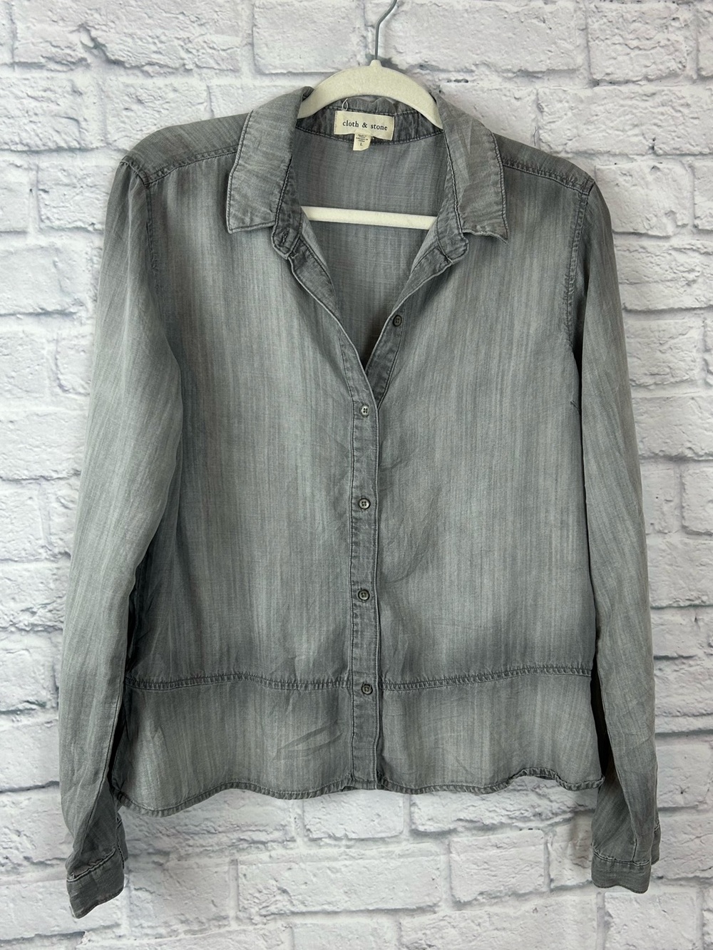 Cloth & Stone Anthropologie Large Gray Tencel Lyocell Button Front Shirt